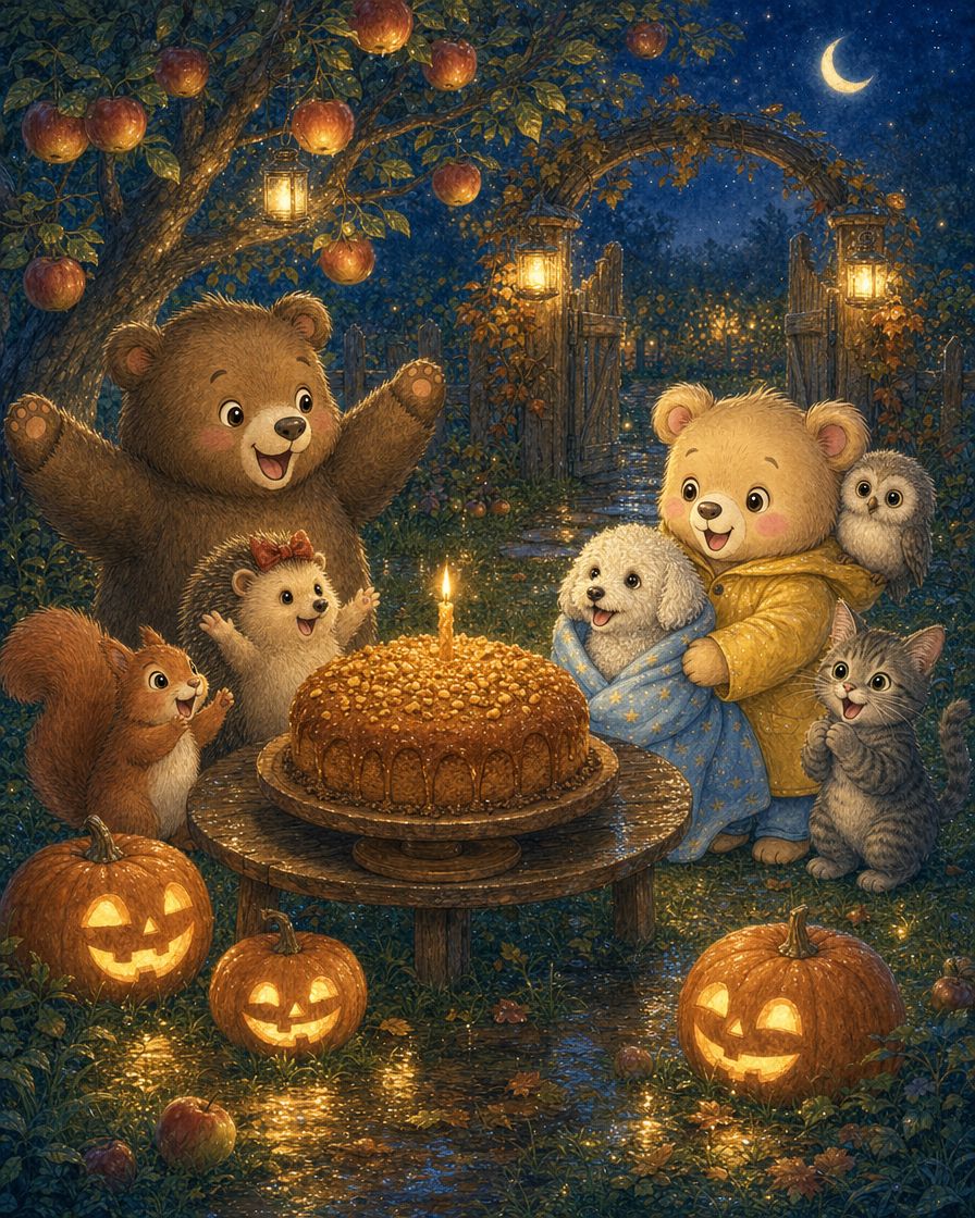 Surprise party with pumpkin cake
