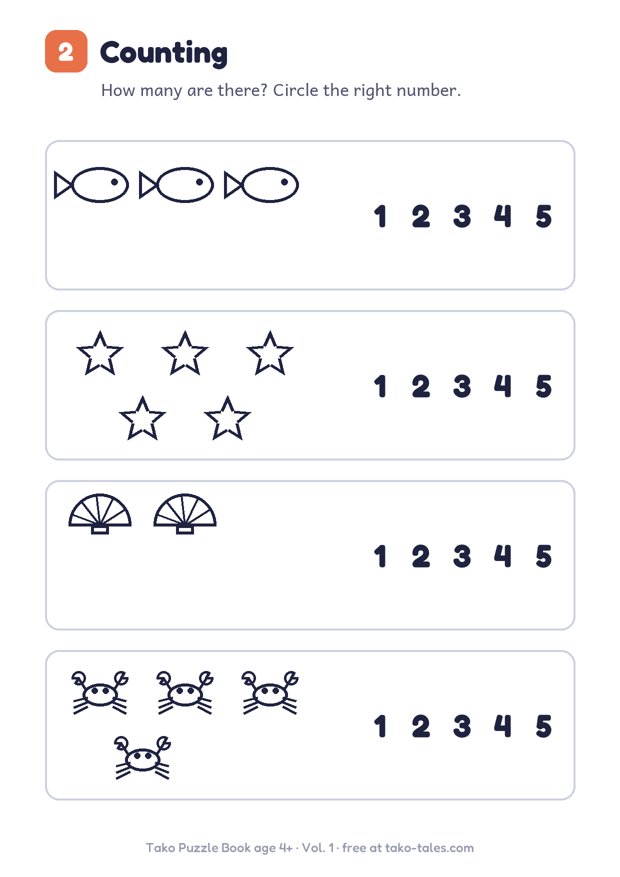 Counting to 5 worksheet for preschool