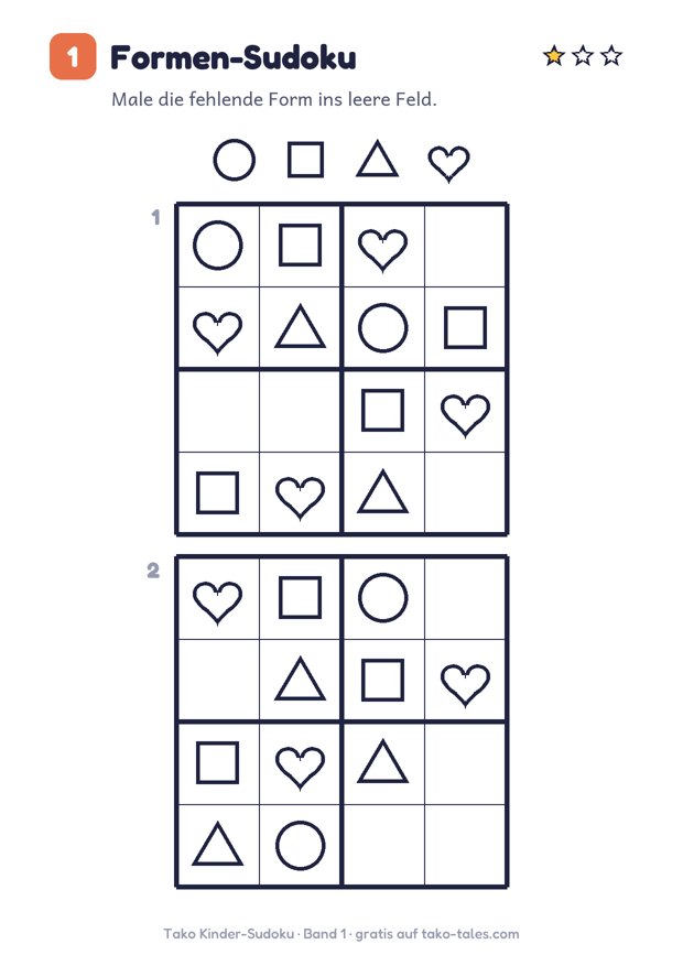 Formen-Sudoku 4x4 für Kinder ab 5