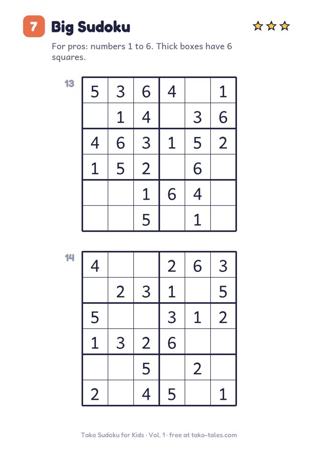 6x6 sudoku for kids printable