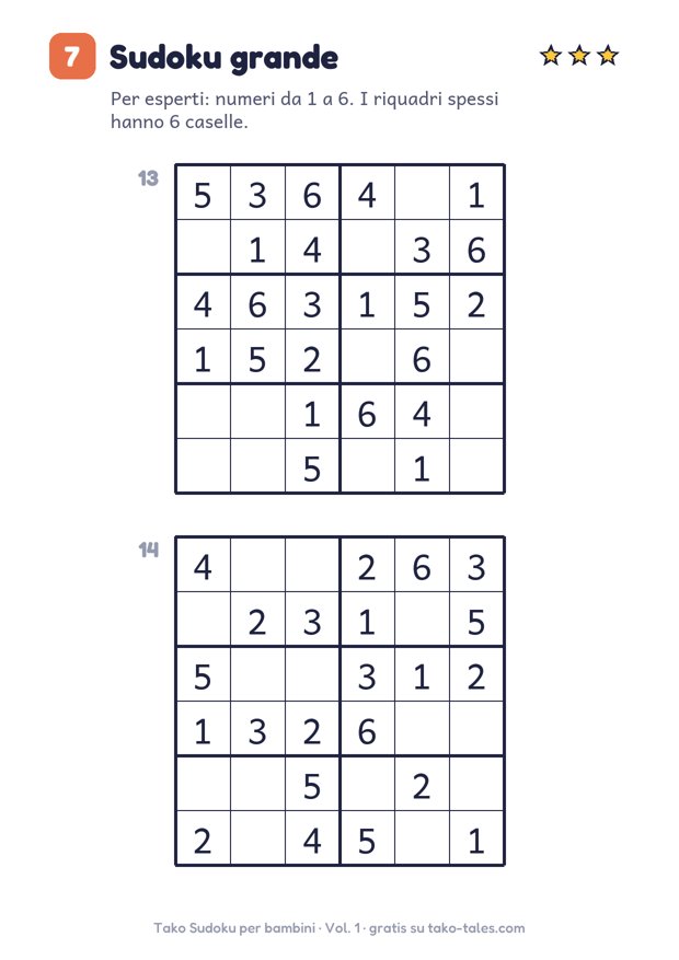 Sudoku 6x6 per bambini da stampare